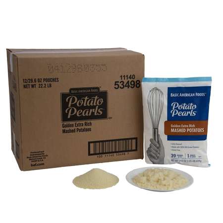 Baf Potato Pearls Golden Extra Rich Mashed Potatoes Seasoned 29.6 oz. Pouch, PK12 53498